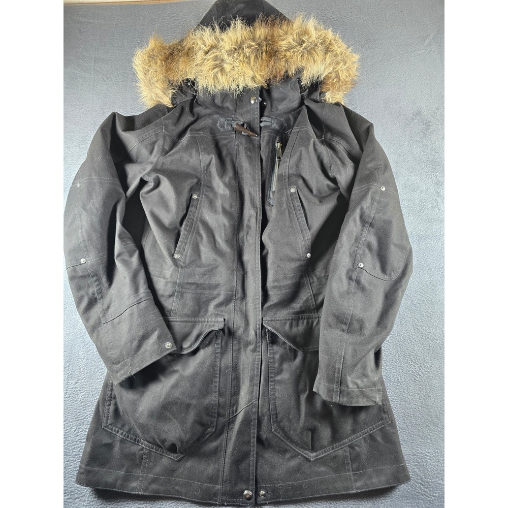 Quechua Decathlon Womens Black Faux Fur Hooded Winter Parka Jacket XS 2XS